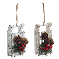 Изделие декоративное подвесное "Сани", L7 W6 H13 см, 2в. оптом