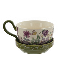 Чашка с крышкой, 400 мл, L16 W13 H9,5 см оптом