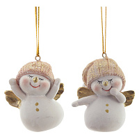 Фигурка декоративная подвесная "Снеговик",   L4,5 W4 H5,5 см, 2в. оптом