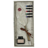 Набор подарочный: ручка перьевая, чернила (5 цветов), чернильница, L11 W4 H26 см оптом