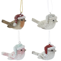 Украшение новогоднее "Птичка", L6,5 W3,5 H4,5 см, 4в. оптом