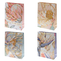 Пакет подарочный L (бумага 210г/м2, блок 12шт), L30 W12 H40 см, 4в. оптом