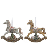 Фигурка декоративная подвесная "Лошадка-качалка", L7 W2 H7,5 см, 2в. оптом