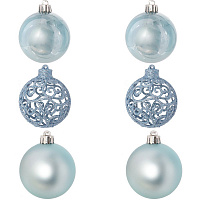 Набор из 6шт Украшение новогоднее Шар "Жемчужная сказка", D 6 см, L11,5 W6 H17 см оптом