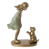 Фигурка декоративная "Девочка с собакой", L10 W5 H14 см оптом