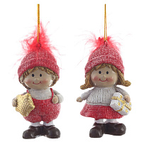 Фигурка декоративная подвесная "Дети",   L4 W3 H7,5 см, 2в. оптом