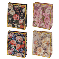 Пакет подарочный (бумага 210г/м2, блок микс 12шт), L18 W8 H23 см, 4в. оптом