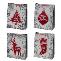 Пакет подарочный (бумага 210г/м2, блок микс 12шт), L31 W12 H40 см, 4в. оптом