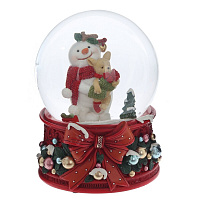 Фигурка декоративная "Снеговик" в стекл шаре (ключ, муз), L9,5 W9,5 H13,5 см, 2в. оптом