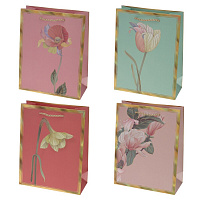 Пакет подарочный (бумага 210г/м2, блок микс 12шт), L18 W8 H23 см, 4в. оптом