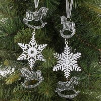 Украшение новогоднеe подвеска"Снежинка с лошадками", L6,5 W1 H19 см, 2в. оптом