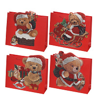 Пакет подарочный M (бумага 210г/м2, блок 12шт), L32 W12 H26 см, 4в. оптом