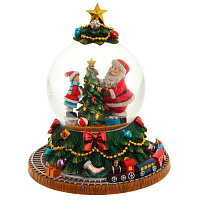 Фигурка декор в стекл шаре "Дед Мороз и девочка" (муз с ключ, движ) D 9,5 см, L14,5 W14,5 H17,5 см оптом