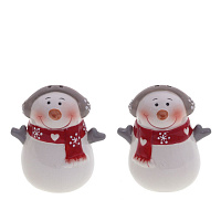 Набор: солонка и перечница "Снеговик меломан", L6,5 W5 H7,5 см оптом