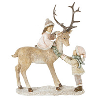 Фигурка декоративная "Олень и дети", L18 W6,5 H21,5 см оптом