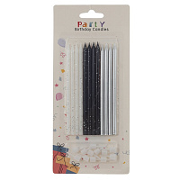 Набор из 12-ти свечей для торта, L10 W1 H22 см оптом