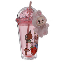 Стакан с крышкой и трубочкой, 460 мл, L10 W10 H21 см оптом