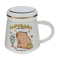 Кружка с крышкой, 420 мл, L13 W9,5 H11 см оптом