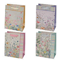 Пакет подарочный (бумага 230г/м2, блок микс 12шт), L18 W8 H23 см, 4в. оптом