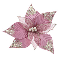 Цветок искусственный "Пуансеттия" (на клипсе), L23 W23 H8,5 см оптом