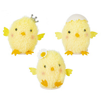 Фигурка декоративная "Цыпленок" (блок 12 шт), L7 W6 H7 см, 3в. оптом