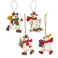 Изделие декоративное подвесное "Снеговик", L8 W0,5 H11,5 см, 4в. оптом
