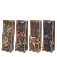 Пакет подарочный для бутылок (бумага 210г/м2, блок 12шт), L12,5 W8 H36 см, 4в. оптом