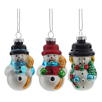 Украшение новогоднее "Снеговик", L5 W4 H9,5 см, 3в. оптом