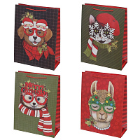 Пакет подарочный L (бумага 210г/м2, блок 12шт), L30 W12 H40 см, 4в. оптом