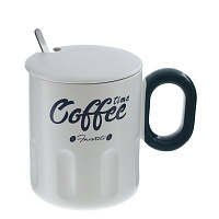 Кружка с крышкой и ложкой, 350 мл, L13 W9 H11 см оптом