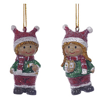 Фигурка декоративная подвесная "Дети",  L3 W2,5 H6,5 см, 2в. оптом