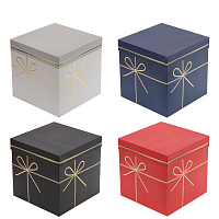 Коробка подарочная (бумага 350г/м2), L22,5 W22,5 H22 см, 4в. оптом