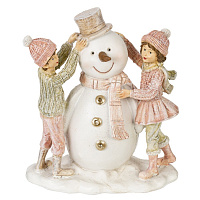 Фигурка декоративная "Снеговик и дети", L14 W8 H16 см оптом