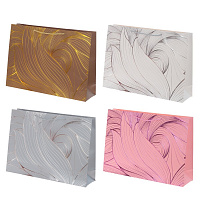 Пакет подарочный L (бумага 210г/м2, блок 12шт), L45 W12 H32 см, 4в. оптом