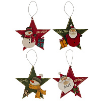 Изделие декоративное подвесное "Снеговик/ Дед Мороз", L14 W1 H14 см, 4в. оптом