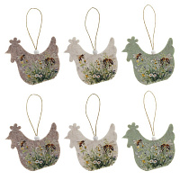 Набор из 6-ти изделий декоративных подвесных "Курица/Петух" (7,5*0,5*7,5), L25 W9 H1,5 см оптом