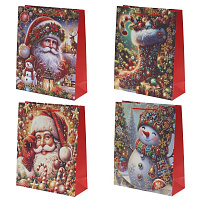 Пакет подарочный (бумага 210г/м2, блок 12шт), L26 W10 H32 см, 4в. оптом