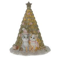Фигурка декоративная с подсветкой "Кошечки и ёлка", L13,5 W11 H17 см оптом