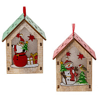 Изделие декоративное подвесное "Домик" с подсветкой, L5,5 W5 H9 см, 2в. оптом