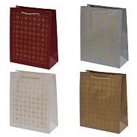 Пакет подарочный M (бумага 210г/м2, блок 12шт), L26 W12 H32 см, 4в. оптом