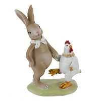 Фигурка декоративная "Заяц с курицей", L9,5 W5,5 H14 см оптом