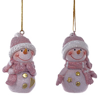 Фигурка декоративная подвесная "Снеговик", L4 W3 H6 см, 2в. оптом