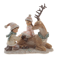 Фигурка декоративная "Олень и дети", L15 W9 H14,5 см оптом