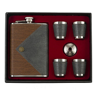 Набор из 6-ти предм: фляжка, 4 стопки, воронка, 230 мл, L22,5 W18 H4,5 см оптом