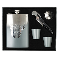 Набор из 5-ти предм: фляжка, 2 стопки, воронка, 230 мл, L22 W18 H4,5 см оптом