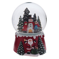 Фигурка декор в стекл шаре "Снеговик и дети" (муз ключ), D 10 см, L9,5 W9,5 H15 см оптом