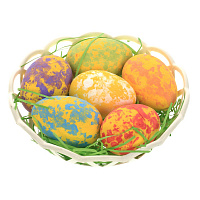 Набор из 6-ти изделий декоративных "Яйцо пасхальное" (4*6) в корзинке, L15 W15 H4 см оптом