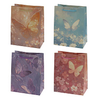 Пакет подарочный S (бумага 210г/м2, блок 12шт), L18 W10 H23 см, 4в. оптом