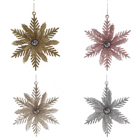 Изделие декоративное подвесное "Снежинка", L12 W4 H12 см, 4в. оптом