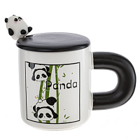 Кружка с крышкой и ложкой, 430 мл, L8,5 W8,5 H9,8 см оптом